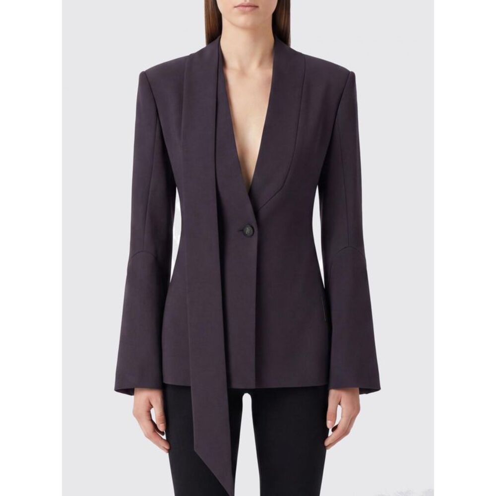 The Attico Women The Attico Slim Fit Virgin Wool Blazer With Satin Shawl Collar